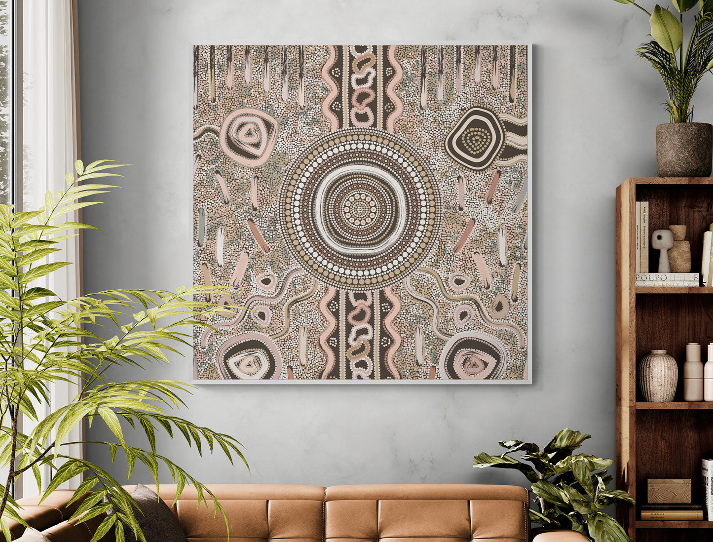 Camping Under the Moonlight – Aboriginal Art Canvas Print by Kelly Taylor