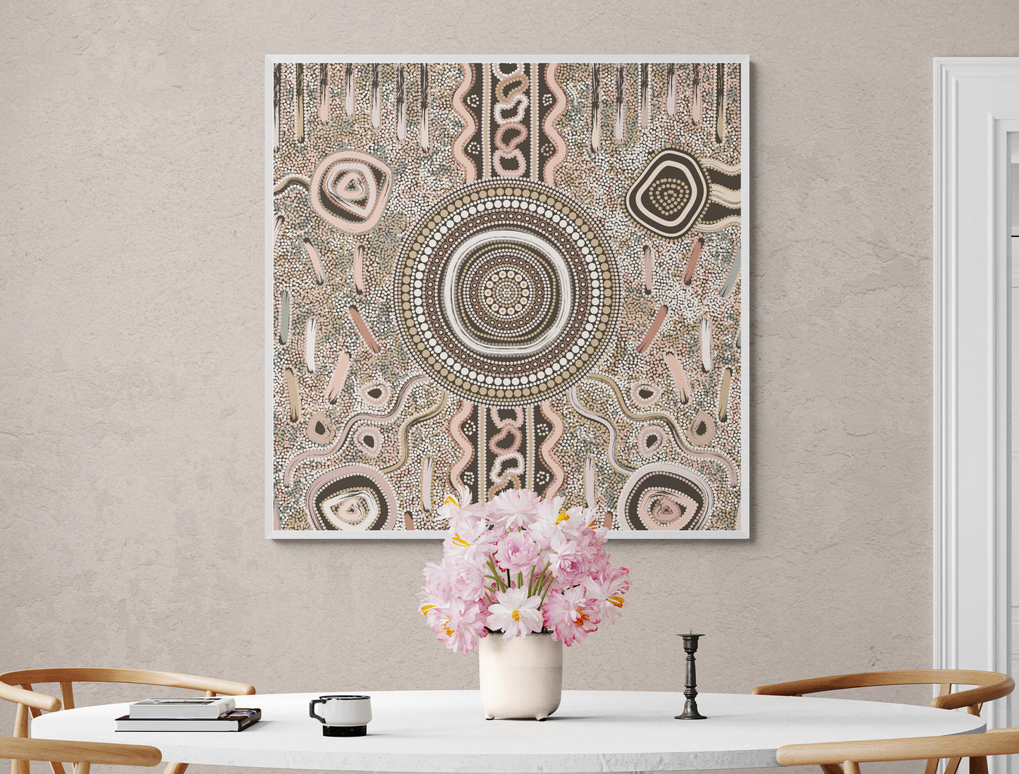 Camping Under the Moonlight – Aboriginal Art Canvas Print by Kelly Taylor