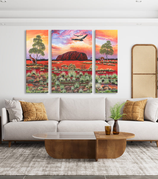 Heart of Our Country (Uluru) - Canvas Print Triptych