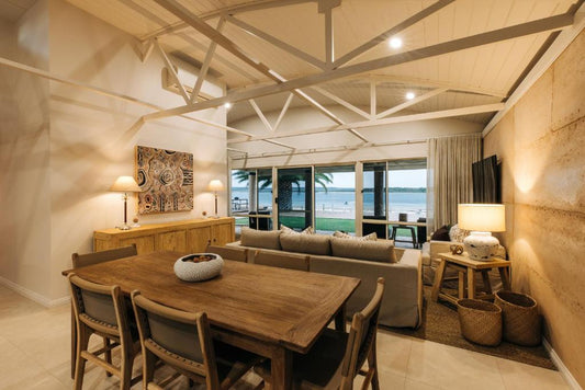 Aboriginal artwork by KTAFA displayed inside Baird Bay luxury seaside villa