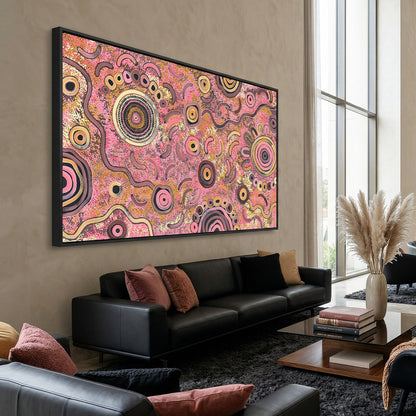 Large Aboriginal wall art Camping Under the Moonlight by Kelly Taylor